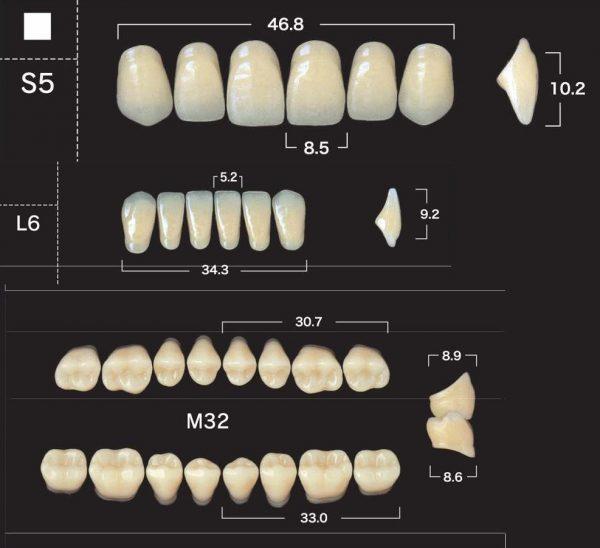 Зубы акриловые New Ace & Naperce цвет А3,5 фасон S4/М32 купить