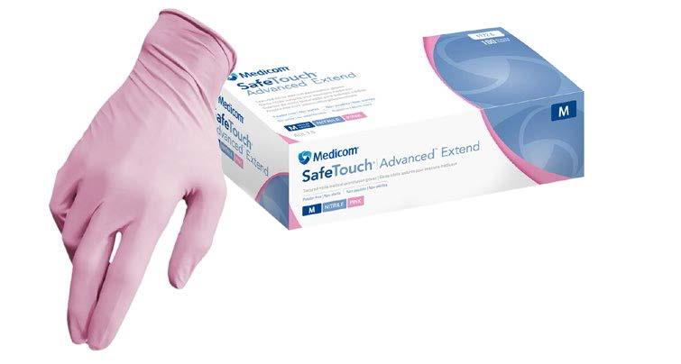 Перчатки нитрил XS 50пар Safetouch Extented Pink Nitrile PF Medicom нестер неопудр текстур на пальцах розовые диагностич однораз