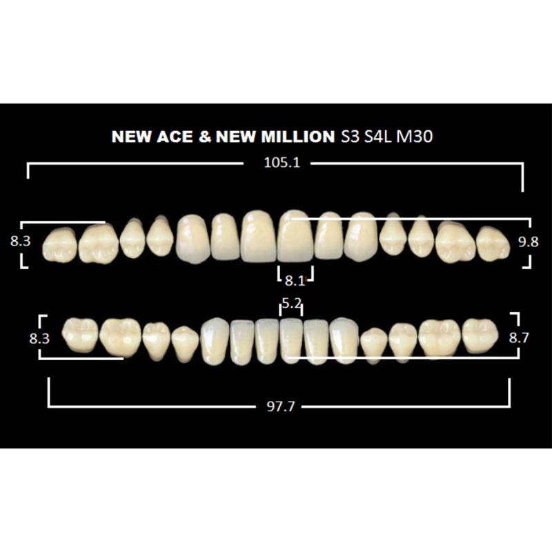 Зубы акриловые New Ace & Naperce цвет А3 фасон SS3/М30 купить